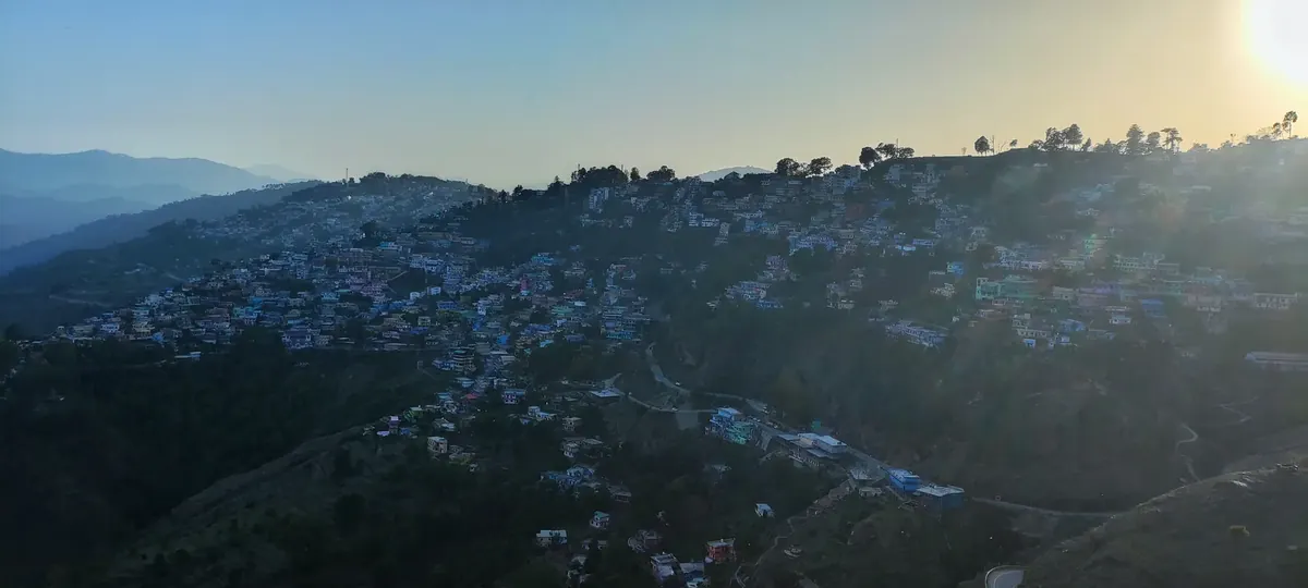 Almora sunset skyline · context photograph; not a photograph of Bright End Corner