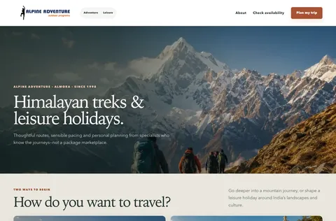Actual TrekNTours website design by MeshCreation · portfolio screenshot